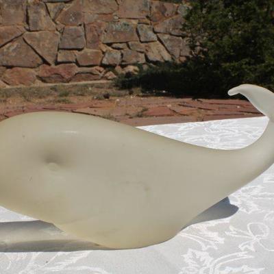 Lot 2-334: Vintage Glass Whale Sculpture Mid Century Modern 