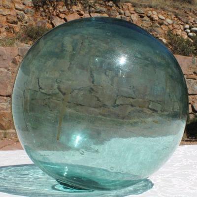 Lot 2-337: Huge 12" Diameter Light Blue JAPANESE Fishing Glass Float Ball