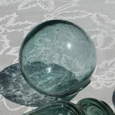Lot 2-342: Bundle of (4) Antique/Vintage (Assorted Colors, Sizes and Shapes) Japanese SMALL Fishing Glass Floats
