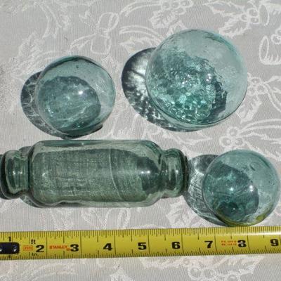 Lot 2-342: Bundle of (4) Antique/Vintage (Assorted Colors, Sizes and Shapes) Japanese SMALL Fishing Glass Floats