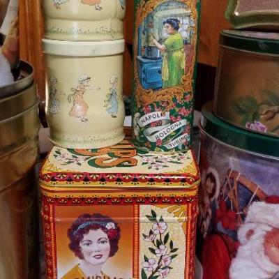 Lot 2-345: Bundle of Assorted Theme and Size Tin Containers