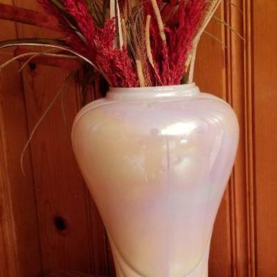 Lot 2-348: Artificial Flower Arrangement w/ Colorful Tall Vase