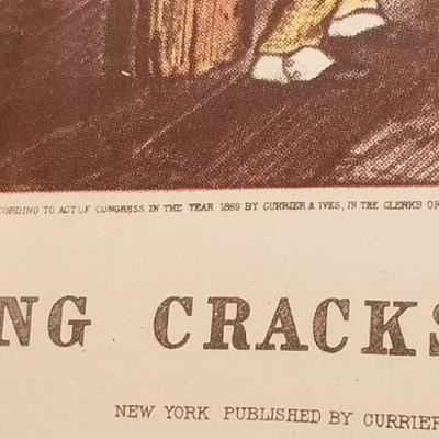 Lot 2-349: Vintage CURRIER & IVES Framed Print "Trotting Cracks at the Forge"