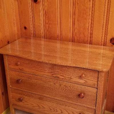 Lot 2- 350: Vintage 3-Drawer Dresser 38 x 18.5 x 32.5" 