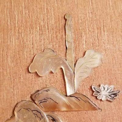 Lot 2-351: Vintage Pearl Figure Japanese Wall Art 15.5" x 7"