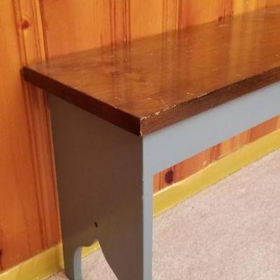 Lot 2-356: Vintage Wood Bench w/ Blue Paint Base48" x 11" x 17" 