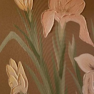 Lot 2-359: Large Mid Century Modern Flower Oil painting SIGNED by J. ALLEN