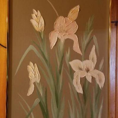 Lot 2-359: Large Mid Century Modern Flower Oil painting SIGNED by J. ALLEN