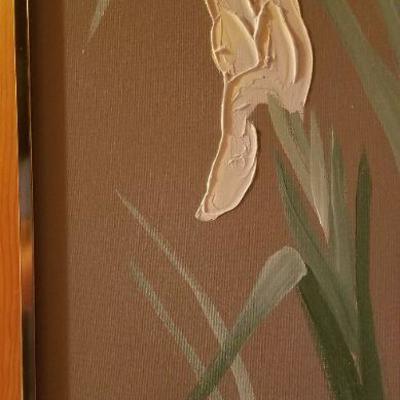 Lot 2-359: Large Mid Century Modern Flower Oil painting SIGNED by J. ALLEN