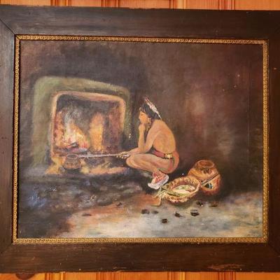 2-363: Old Unsigned Native American Painting 