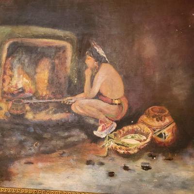 2-363: Old Unsigned Native American Painting 