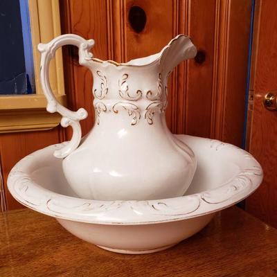 2-364: Antique Pitcher and Bowl