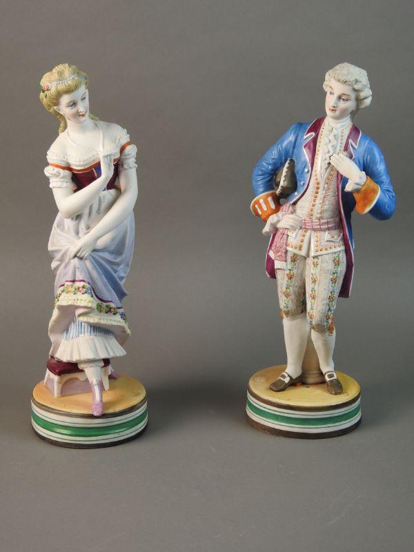 Lot 120 - Pair of Antique Porcelain Man and Woman Figurines ...