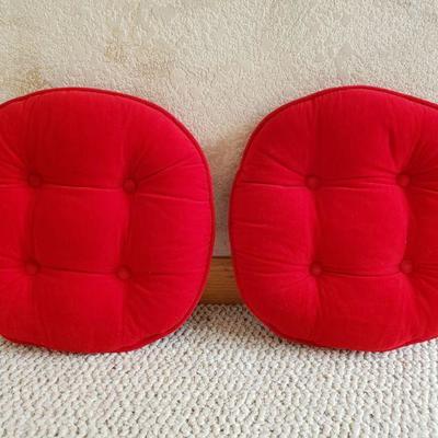 2-366: Mid Century Red Round Pillows 