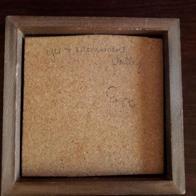 2-372: Small Vintage Navajo Sandpainting Signed on Backside 