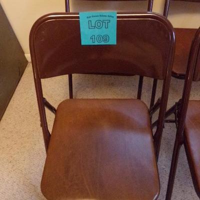 LOT 109  CARD TABLE AND 4 FOLDING CHAIRS