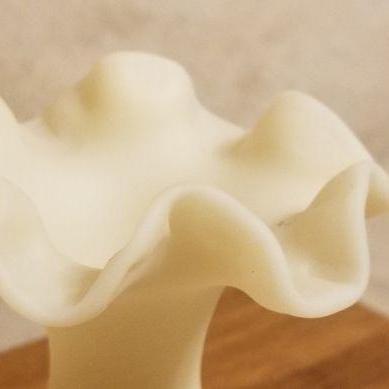 Lot 2-398: Vintage Ruffle Top Hand Painted SIGNED Art Glass Vase 