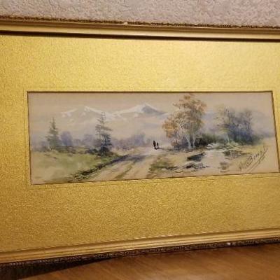 Lot 2-400: Antique/Vintage Original Framed Art SIGNED 13" x 7.5" 