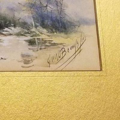 Lot 2-400: Antique/Vintage Original Framed Art SIGNED 13" x 7.5" 