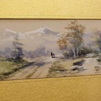 Lot 2-400: Antique/Vintage Original Framed Art SIGNED 13" x 7.5" 
