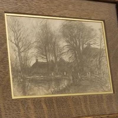 Lot 2-402: Antique/Vintage 10" x 13" Framed Orignal Art SIGNED