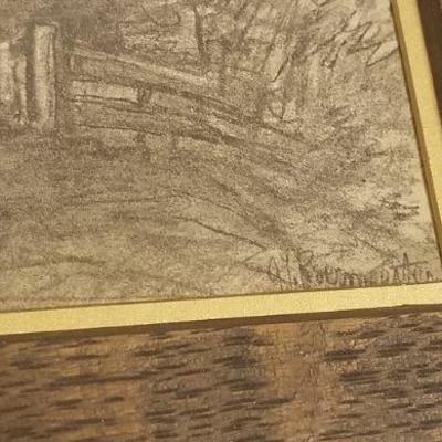 Lot 2-402: Antique/Vintage 10" x 13" Framed Orignal Art SIGNED