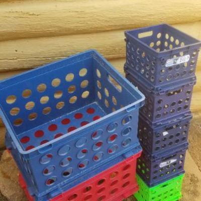 Lot 2-405: Plastic Storage Crate Bundle Assorted Sizes