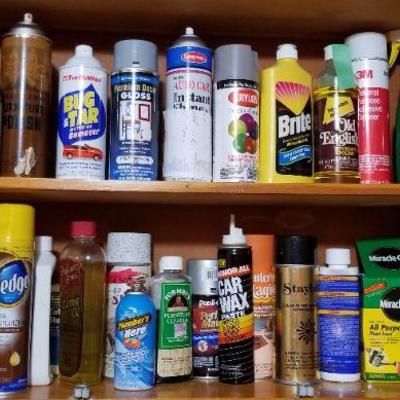 Lot 2-411: Laundry Room CABINET Shelf Full of 85% Full Or More Cleaning Products