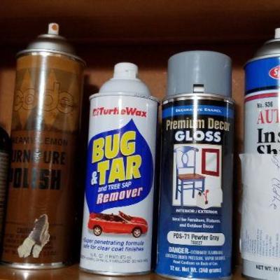 Lot 2-411: Laundry Room CABINET Shelf Full of 85% Full Or More Cleaning Products