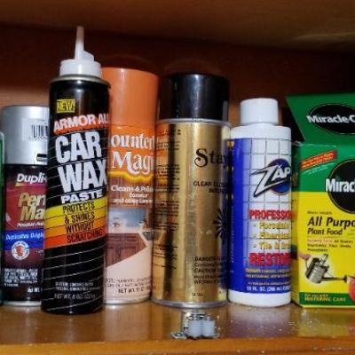 Lot 2-411: Laundry Room CABINET Shelf Full of 85% Full Or More Cleaning Products