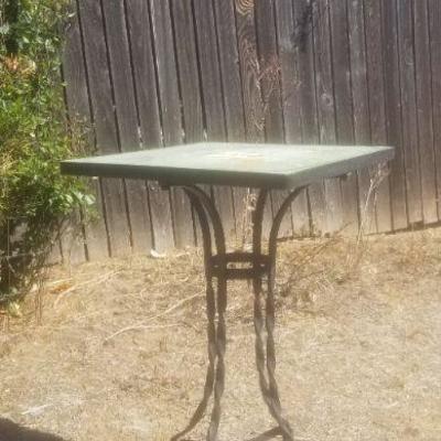 Lot 2-419: Vintage Tile Top Metal Base Table 14" x 14" x 23.5" Tall