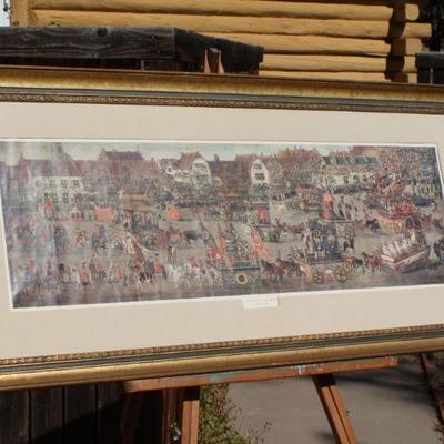 Lot 2-430: Vintage Large Framed Print "Isabella's Triumph" by Denis Van Alsloot 48.5" x 22.5" 