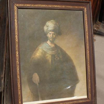 Lot 2-438: Vintage Framed Fine Art Print "The Noble Slav" by REMBRANDT 17" x 14" 