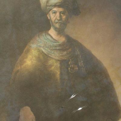 Lot 2-438: Vintage Framed Fine Art Print "The Noble Slav" by REMBRANDT 17" x 14" 