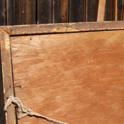 Lot 2-439: Antique/Vintage Framed Fine Art Print SIGNED Cottage Mountian Landscape 22" x 17.5" 