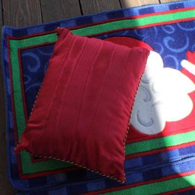 Lot 2-441: Two 32" Christmas Rugs and 16" Christmas Throw Pillow 