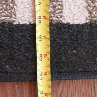 Lot 2-442: Large Rug Runner 93" x 25.5" Black White and Beige Blocks