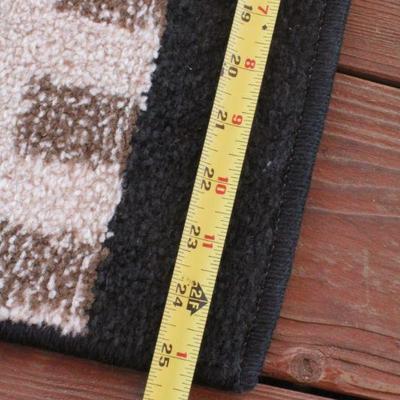 Lot 2-442: Large Rug Runner 93" x 25.5" Black White and Beige Blocks