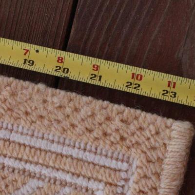 Lot 2-443: Vintage Rug Runner Beige and White Homespun 92" x 24" 