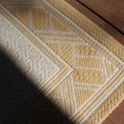 Lot 2-443: Vintage Rug Runner Beige and White Homespun 92" x 24" 