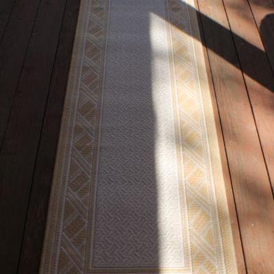Lot 2-443: Vintage Rug Runner Beige and White Homespun 92" x 24" 