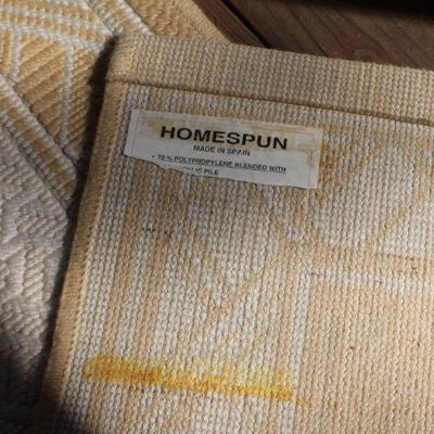 Lot 2-443: Vintage Rug Runner Beige and White Homespun 92" x 24" 