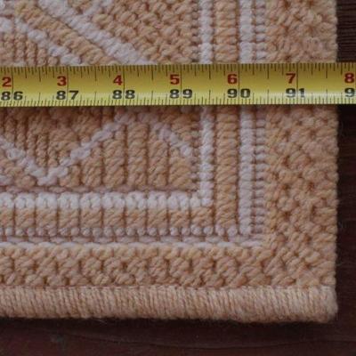Lot 2-443: Vintage Rug Runner Beige and White Homespun 92" x 24" 