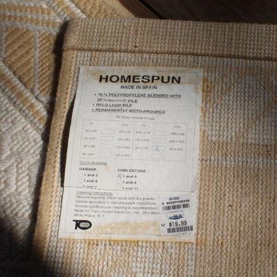 Lot 2-443: Vintage Rug Runner Beige and White Homespun 92" x 24" 