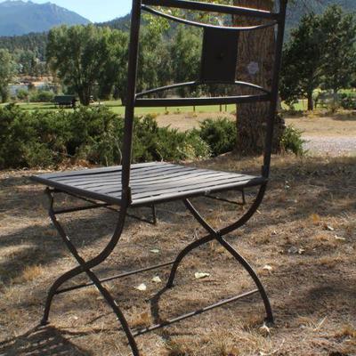 Lot 2-444: Metal Outdoor Chair w/ Tile Accent 34" x 19.5" 