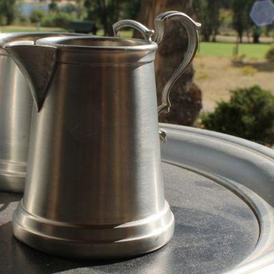 Lot 2-447: Vintage PEWTER 3-Piece Tea Set 