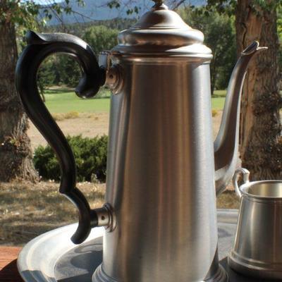 Lot 2-447: Vintage PEWTER 3-Piece Tea Set 