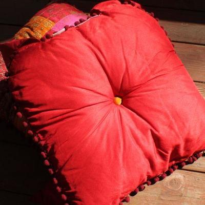 Lot 2-448: Pier 1â„¢ Seat Cushion Pair Moroccan Style 18" Square 