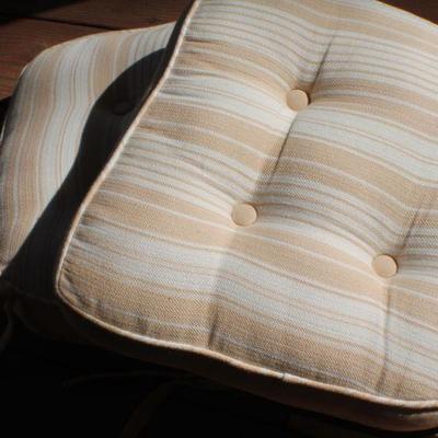 Lot 2-449: Pair of Striped Soft Seat Cushions 16" x 15" 