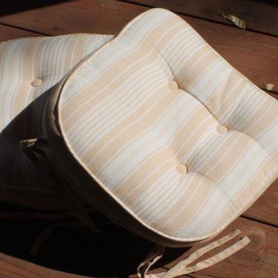 Lot 2-449: Pair of Striped Soft Seat Cushions 16" x 15" 
